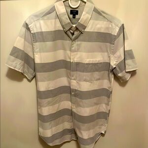 JCrew Mens Gray/White Striped SS Oxford